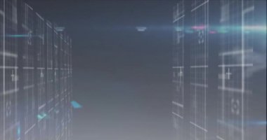 Siyah arkaplanda hareket eden şekillerin animasyonu. küresel iş ve dijital arayüz kavramı dijital olarak oluşturulmuş video.