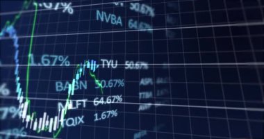 Donanma geçmişi üzerinden finansal verilerin ve grafiklerin animasyonu. Küresel finans ve ekonomi kavramı dijital olarak oluşturulmuş video.