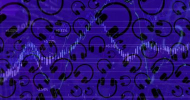 Mavi arkaplan üzerindeki simgelerle bağlantı ağının canlandırılması. küresel iş ve dijital arayüz kavramı dijital olarak oluşturulmuş video.