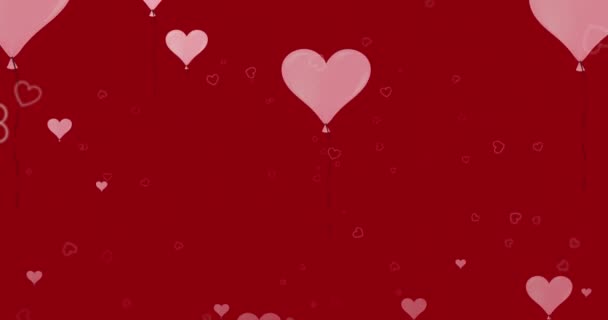 Animación Corazones Flotando Sobre Fondo Rojo Amor Relación Día San — Vídeos de Stock