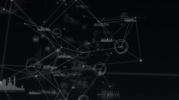Animacja Sieci Połączeń Czarnym Tle Koncepcja Sieci Połączeń Technologii Wideo — Wideo stockowe