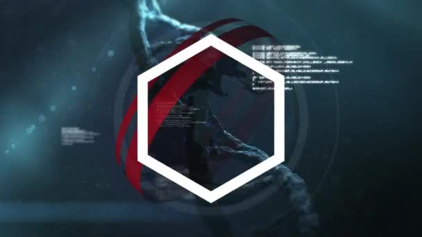 Animation Dna Hexagons Data Processing Dark Green Background Science Human — Video