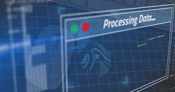 Animation Fingerprint Data Processing Cloud Computing Digital Interface Concept Digitally — Vídeo de Stock