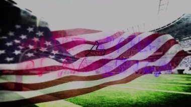 Animation of united states of america and flag of usa over stadium. communication, celebration and patriotism concept digitally generated video.