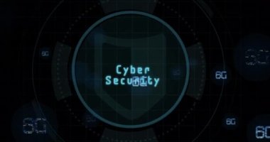 Siyah arka planda siber güvenlik ve QR kodlarının 6G üzerinde daire çizmesi. İnternet güvenliği, veri güvenliği, veri işleme ve teknoloji konsepti dijital olarak oluşturulmuş video.