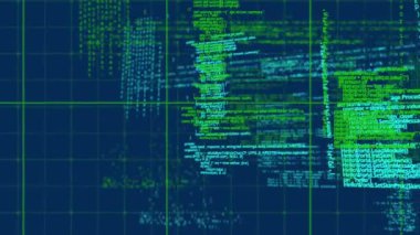 Donanma arka planında veri işleme animasyonu. bilgisayarlar, programlama, veri işleme ve teknoloji konsepti dijital olarak oluşturulmuş video.