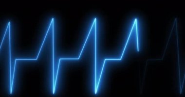 Siyah arkaplandaki kardiyografın animasyonu. Sağlık, zindelik ve dijital arayüz kavramı dijital olarak oluşturulmuş video.