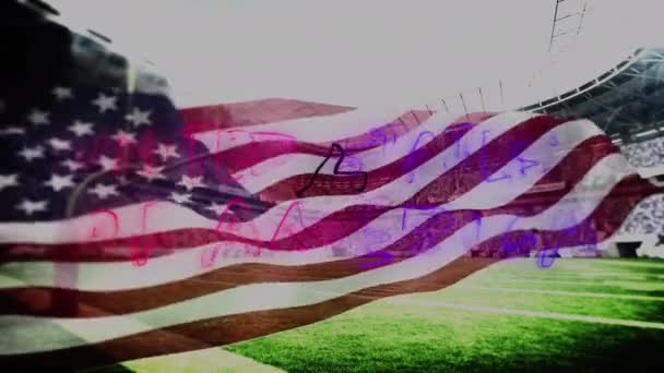 Animation United States America Flag Usa Stadium Communication Celebration Patriotism — Vídeos de Stock