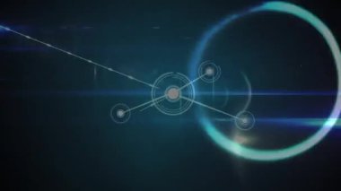 Tüneldeki simgelerle bağlantı ağının animasyonu. küresel iş, bağlantılar ve dijital arayüz konsepti dijital olarak oluşturulmuş video.