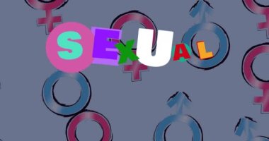 Animation of sexual health text over icons on white background. Sexual health week and celebration concept digitally generated video.