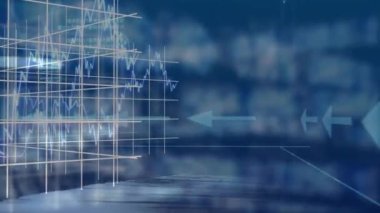 Animation of data processing and world map over blue background. global business and digital interface concept digitally generated video.