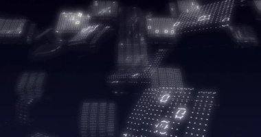Siyah arkaplanda veri işleme animasyonu. küresel iş ve dijital arayüz kavramı dijital olarak oluşturulmuş video.