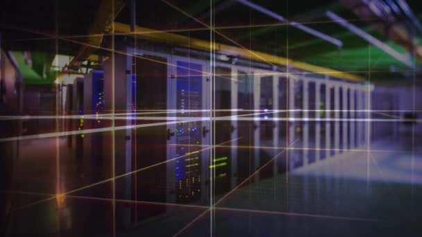 Animation Lights Servers Global Network Data Processing Technology Concept Digitally — Stok video