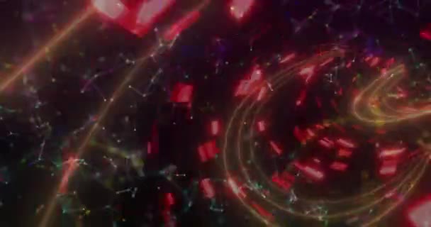 Animación Túnel Hecho Luces Neón Moviéndose Espacio Negro Concepto Color — Vídeos de Stock