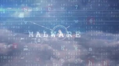 Bulutların üzerinde veri işleme animasyonu. küresel iş ve dijital arayüz kavramı dijital olarak oluşturulmuş video.