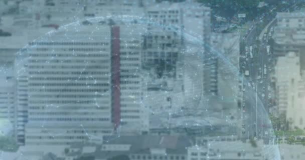 Анимация Обработки Данных Городу Глобальный Бизнес Цифровой Интерфейс Концепции Цифрового — стоковое видео