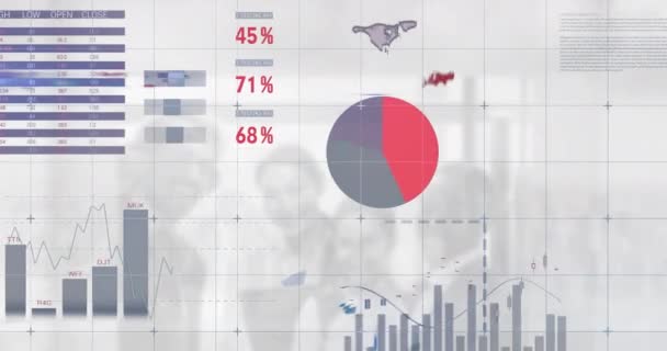 Animation Traitement Des Données Financières Sur Divers Hommes Affaires Finance — Video