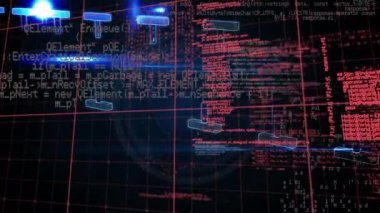 DNA ipliği üzerinde veri işleme animasyonu. küresel iş ve dijital arayüz kavramı dijital olarak oluşturulmuş video.