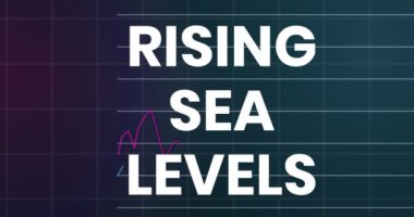 Animation of rising sea levels over financial graph. economy, business, global warming and climate change concept digitally generated video. ,