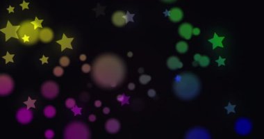 Animation of light spots and stars over black background. retro future and digital interface concept digitally generated video.