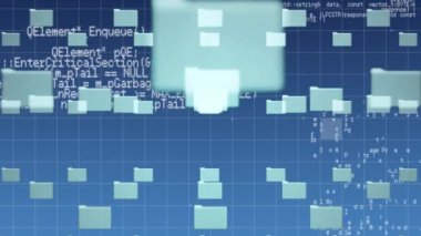 Animation of data processing and digital padlock over blue background. global internet security, data processing, connections and digital interface concept digitally generated video.