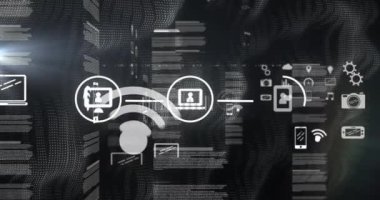 Dijital ekranda veri işleme animasyonu. bilgisayarlar, ağ, veri işleme ve dijital arayüz kavramı dijital olarak oluşturulmuş video.