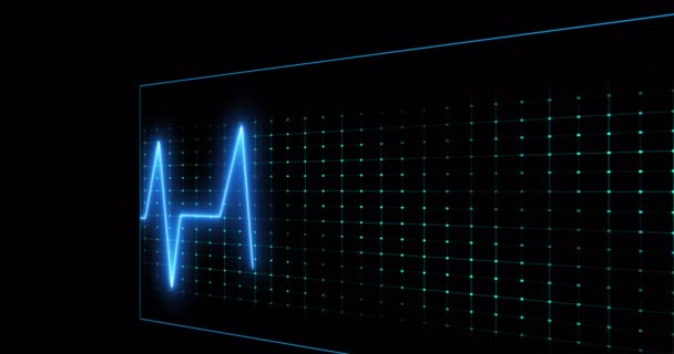 Animation Cardiograph Black Background Health Fitness Digital Interface Concept Digitally — Stockvideo