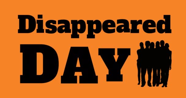 Анимация Исчезнувшего Дневного Текста Силуэтов Людей Оранжевом Фоне Международный День — стоковое видео