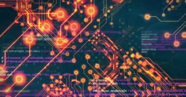 Siyah arkaplanda veri işleme animasyonu. Sosyal medya ve dijital arayüz kavramı dijital olarak oluşturulmuş video.