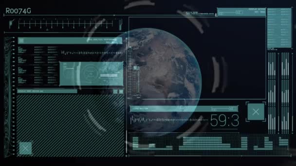 Animation Globe Diverse Data Processing Digital Screen Data Processing Digital — Stock Video