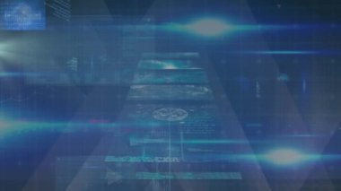 Donanma arkaplanındaki ekranlarda veri işleme animasyonu. küresel veri işleme, bilim ve teknoloji konsepti dijital olarak oluşturulmuş video.