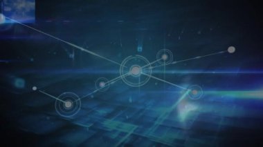 Donanma arkaplanındaki simgelerle bağlantı ağının animasyonu. küresel bağlantılar, veri işleme ve teknoloji konsepti dijital olarak oluşturulmuş video.