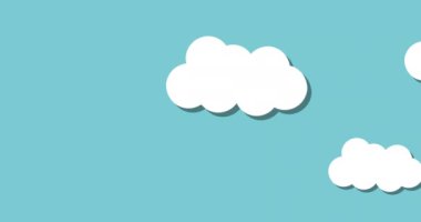 Animation of clouds on blue background. Abstract background and digital interface concept digitally generated video.