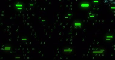 Siyah arkaplanda veri işleme animasyonu. küresel iş ve dijital arayüz kavramı dijital olarak oluşturulmuş video.