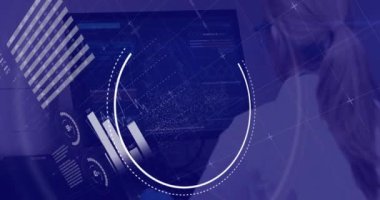 Animation of data processing and dna strand over caucasian female scientist. global business and digital interface concept digitally generated video.