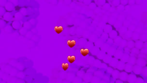 Animation Cœurs Sur Des Formes Sur Fond Violet Arrière Plan — Video
