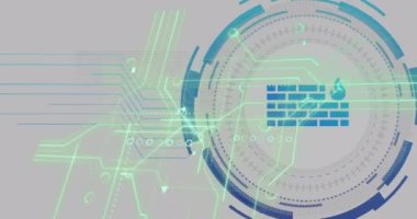 Beyaz zemin üzerinde veri işleme üzerine duvar simgesi animasyonu. Sosyal medya ve dijital arayüz konsepti dijital olarak oluşturulmuş video.