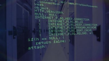 Sunucular üzerinde veri işleme animasyonu. küresel ağ, bağlantılar, veri ve teknoloji konsepti dijital olarak oluşturulmuş video.