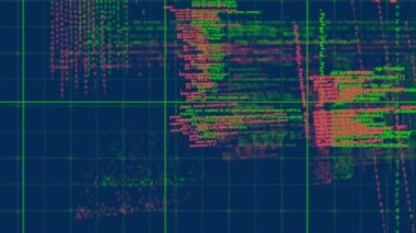 Donanma arka planında veri işleme animasyonu. bilgisayarlar, programlama, veri işleme ve teknoloji konsepti dijital olarak oluşturulmuş video.