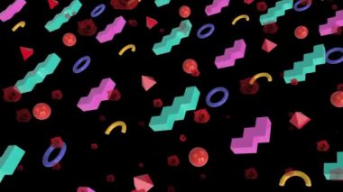 Siyah arkaplanda kırmızı güllerin renkli şekillerde canlandırılması. soyut arkaplan ve şablon kavramı dijital olarak oluşturulmuş video.