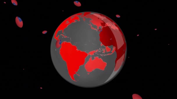 Animation Rugby Balls Flag Samoa Globe Black Background Global Sport — Stok video