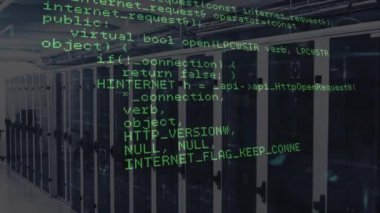 Sunucular üzerinde veri işleme animasyonu. küresel ağ, bağlantılar, veri ve teknoloji konsepti dijital olarak oluşturulmuş video.