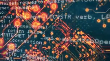 Siyah arkaplanda veri işleme animasyonu. Sosyal medya ve dijital arayüz kavramı dijital olarak oluşturulmuş video.