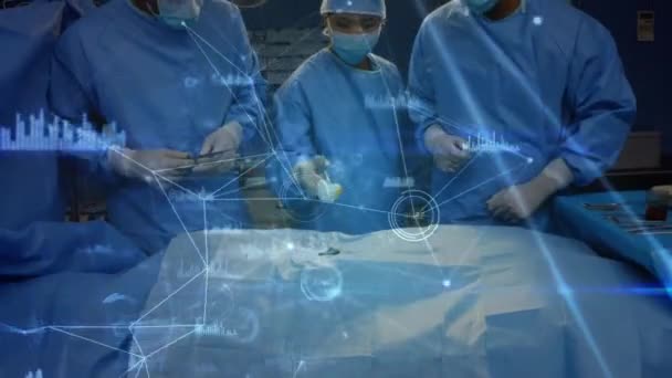 Network Connections Group Diverse Surgeons Performing Operation Hospital Healthcare Medical — Video