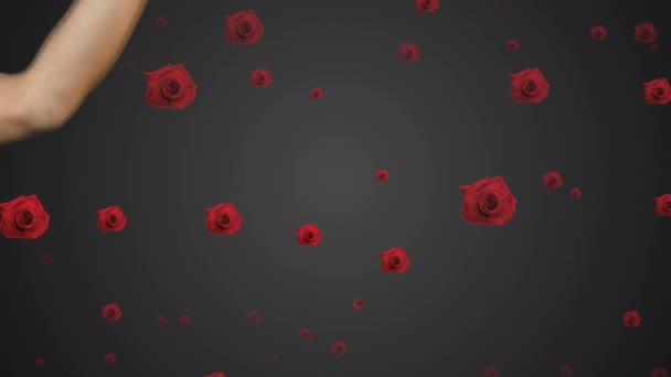 Animation Red Roses Caucasian Woman Holding Light Bulb Brain Global — Vídeo de Stock