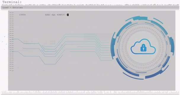 Animation Padlock Data Processing White Background Social Media Digital Interface — Vídeo de Stock