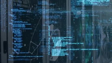 Sunucular üzerinden veri işleme ve bağlantıların animasyonu. küresel ağ, bağlantılar, veri ve teknoloji konsepti dijital olarak oluşturulmuş video.