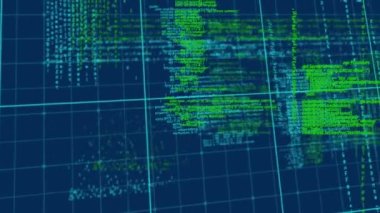 Donanma arka planında veri işleme animasyonu. bilgisayarlar, programlama, veri işleme ve teknoloji konsepti dijital olarak oluşturulmuş video.