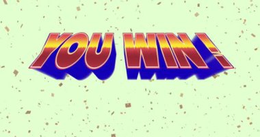 Senin animasyonun yeşil arkaplandaki konfetiden sonra metni kazandı. Sosyal medya ve dijital arayüz kavramı dijital olarak oluşturulmuş video.