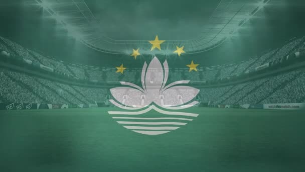 Animation Waving Flag Macau Sport Stadium Sports Competition Entertainment Technology — 비디오